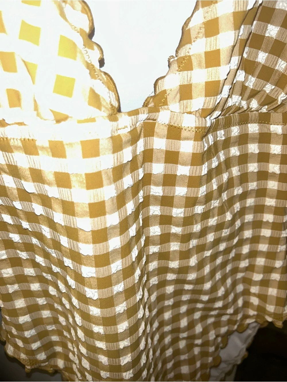 J. Crew Yellow and White Gingham Halter One-Piece Swimsuit